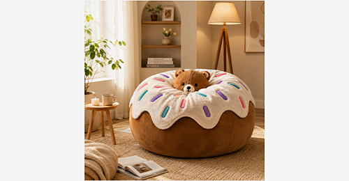 Doughnut Bear Puf Fotel | Velvet Fabric Lounge Kanapa with Premium Shredded Pianka memory - Model MJ-FF014 | Mingjin Puf China
