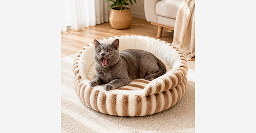 Soft Round Pet Bed | OEM Na zamówienie Pluszowy Cat Bed Dostawcy - Model MJ-PET015 | Mingjin Puf China