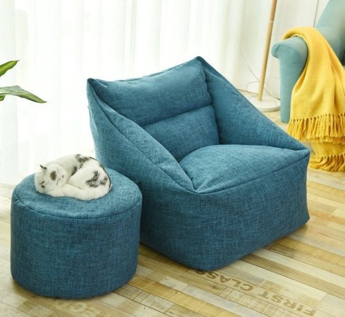 Teal Drop Puf With Foottable