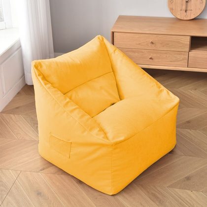 Żółty fotel Puf z stolcem